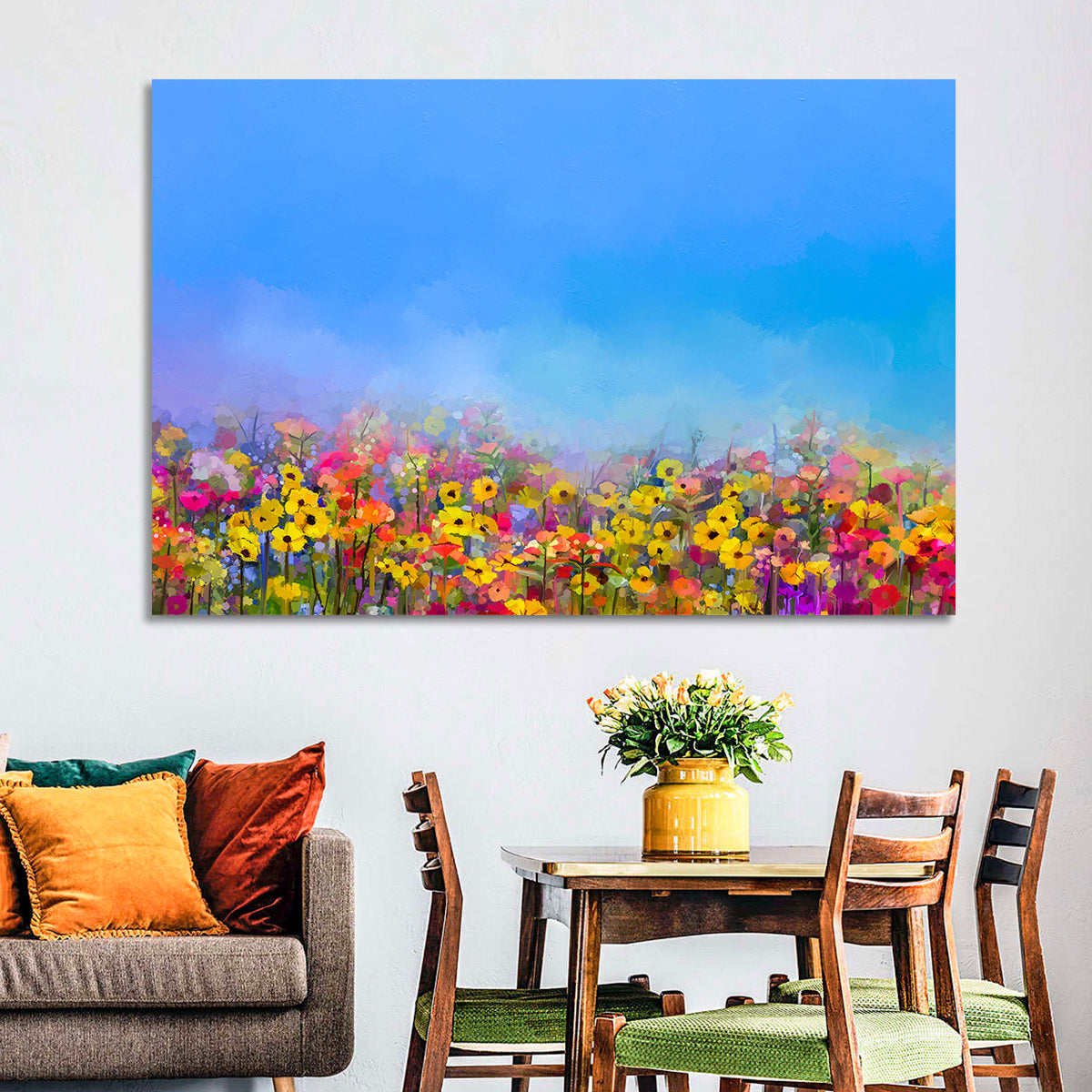 Cornflower and Daisy Meadow Wall Art