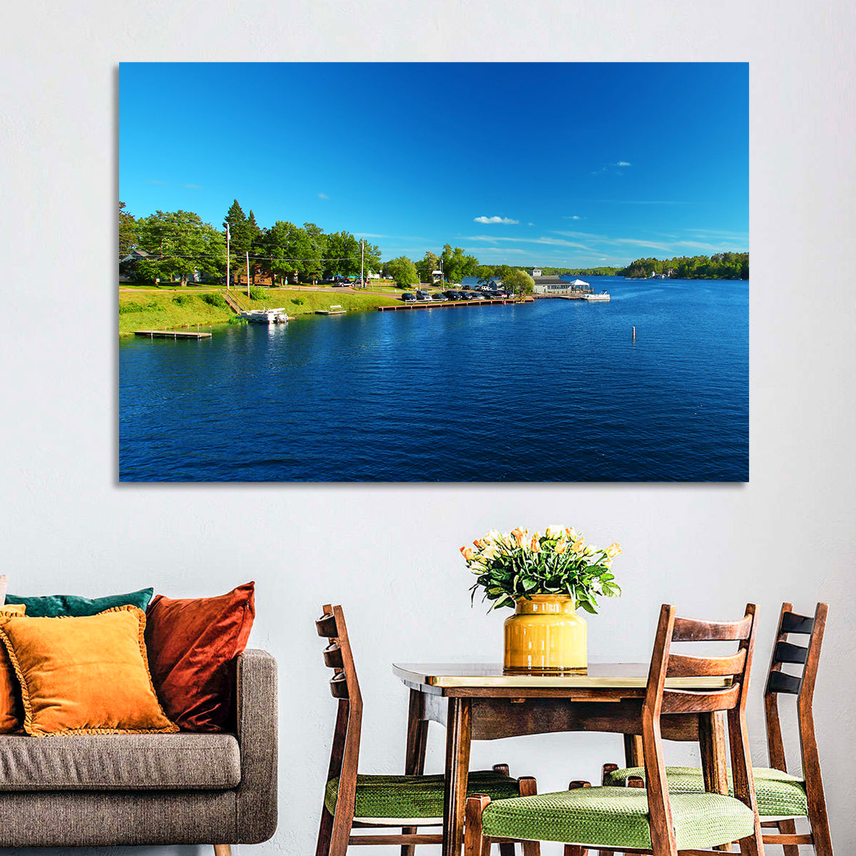 Lake Minocqua Wall Art in a room, landscape