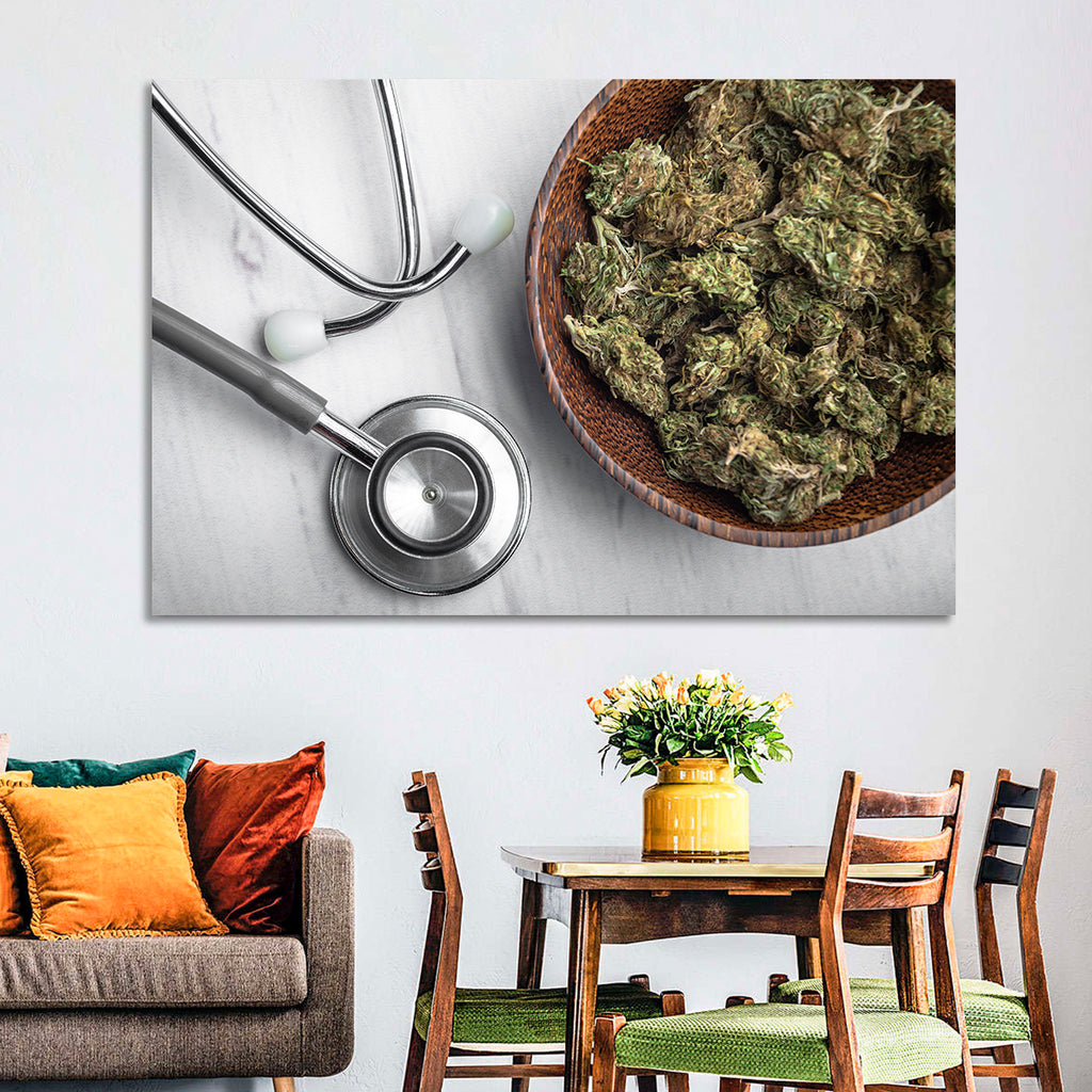 Stethoscope and Medical Cannabis Still Life Wall Art