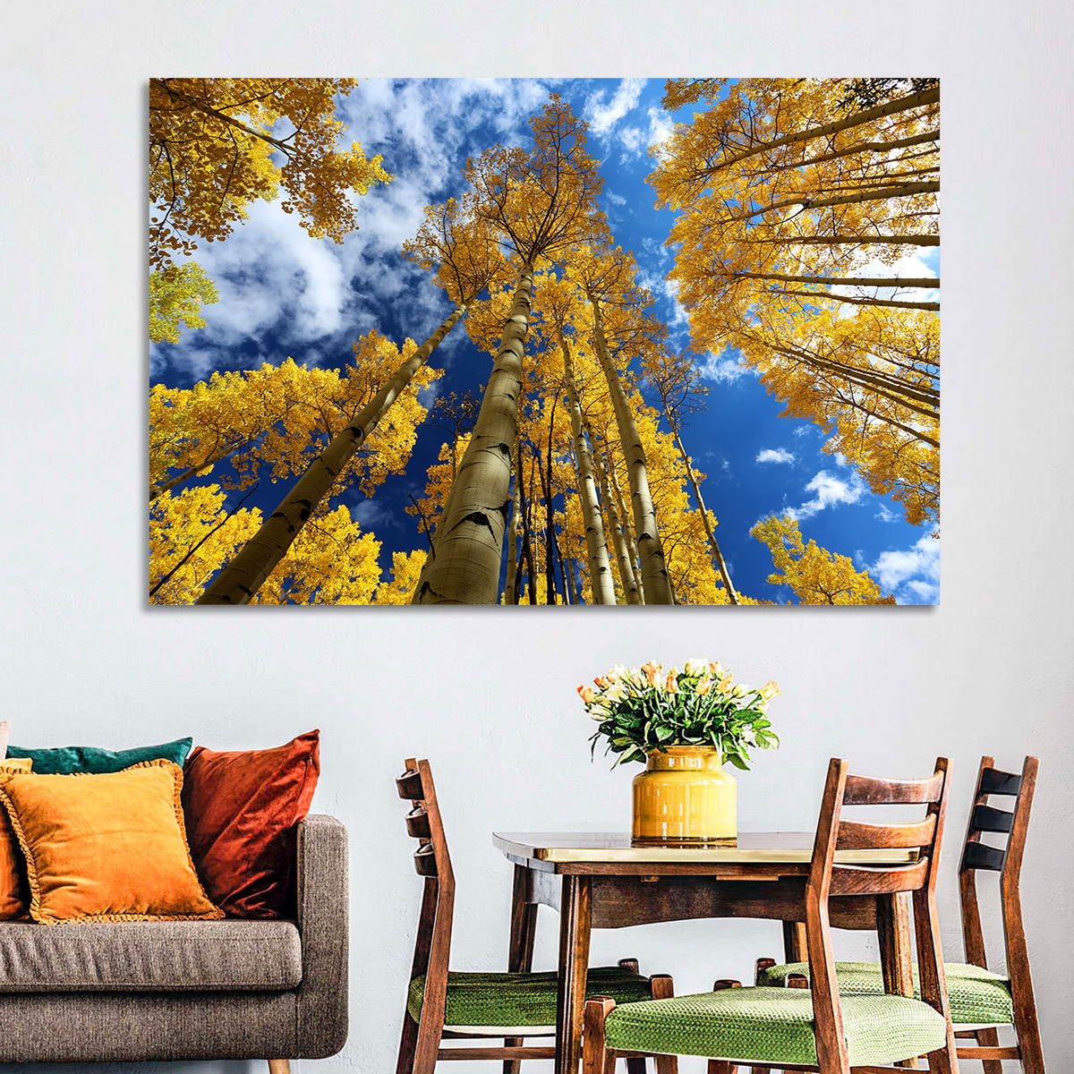 Golden Aspen Canopy View Wall Art in a room, landscape