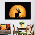 Buck Silhouette Under Red Moon Wall Art