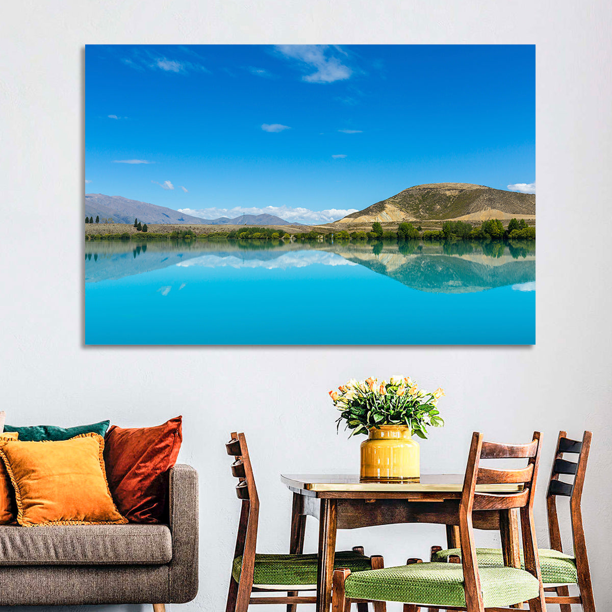 Lake Ruataniwha Wall Art in a room, landscape