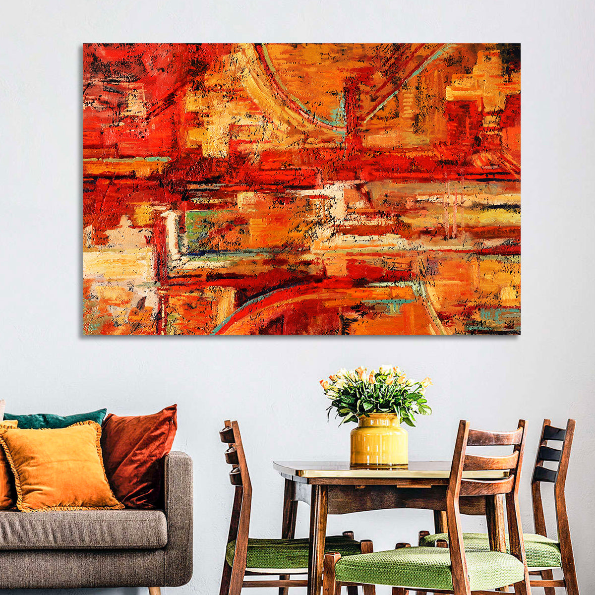 Vibrant Impasto Color Blocks Wall Art