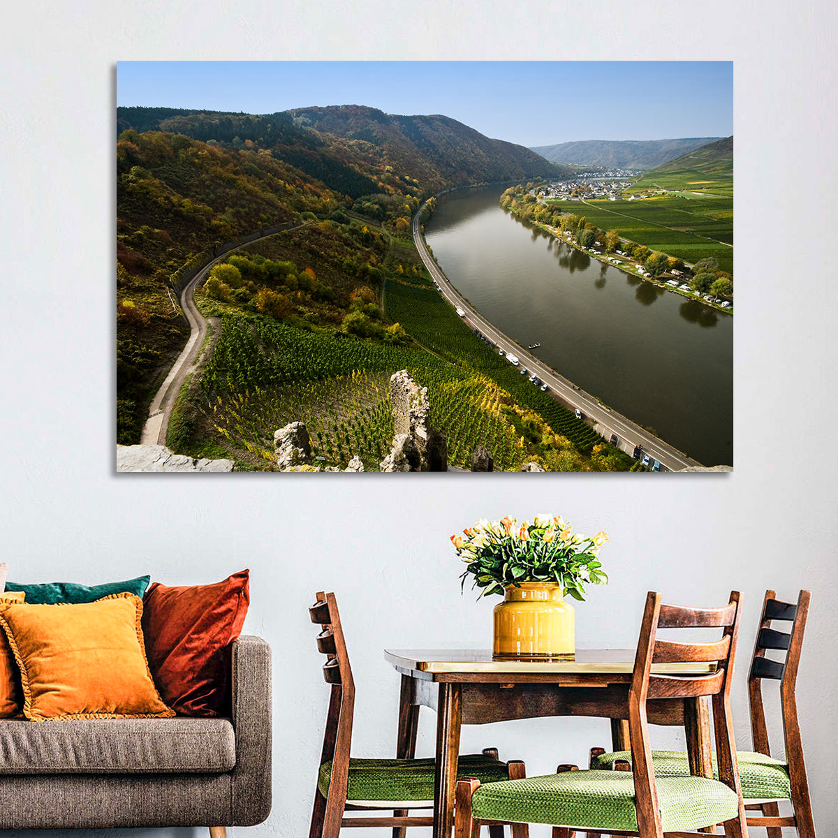 Mosel Valley at Bremm, Germany Wall Art in a room, landscape