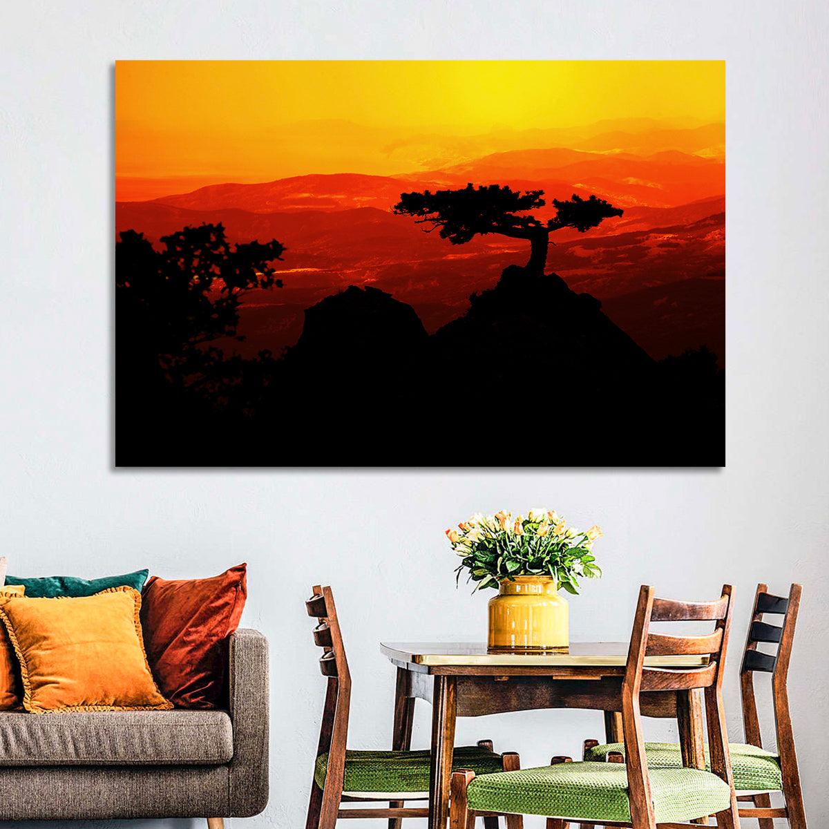 Gnarled Tree at African Sunset Wall Art