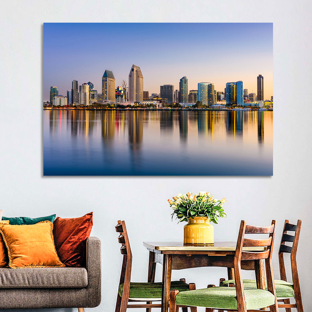 San Diego Skyline at Golden Dusk Wall Art