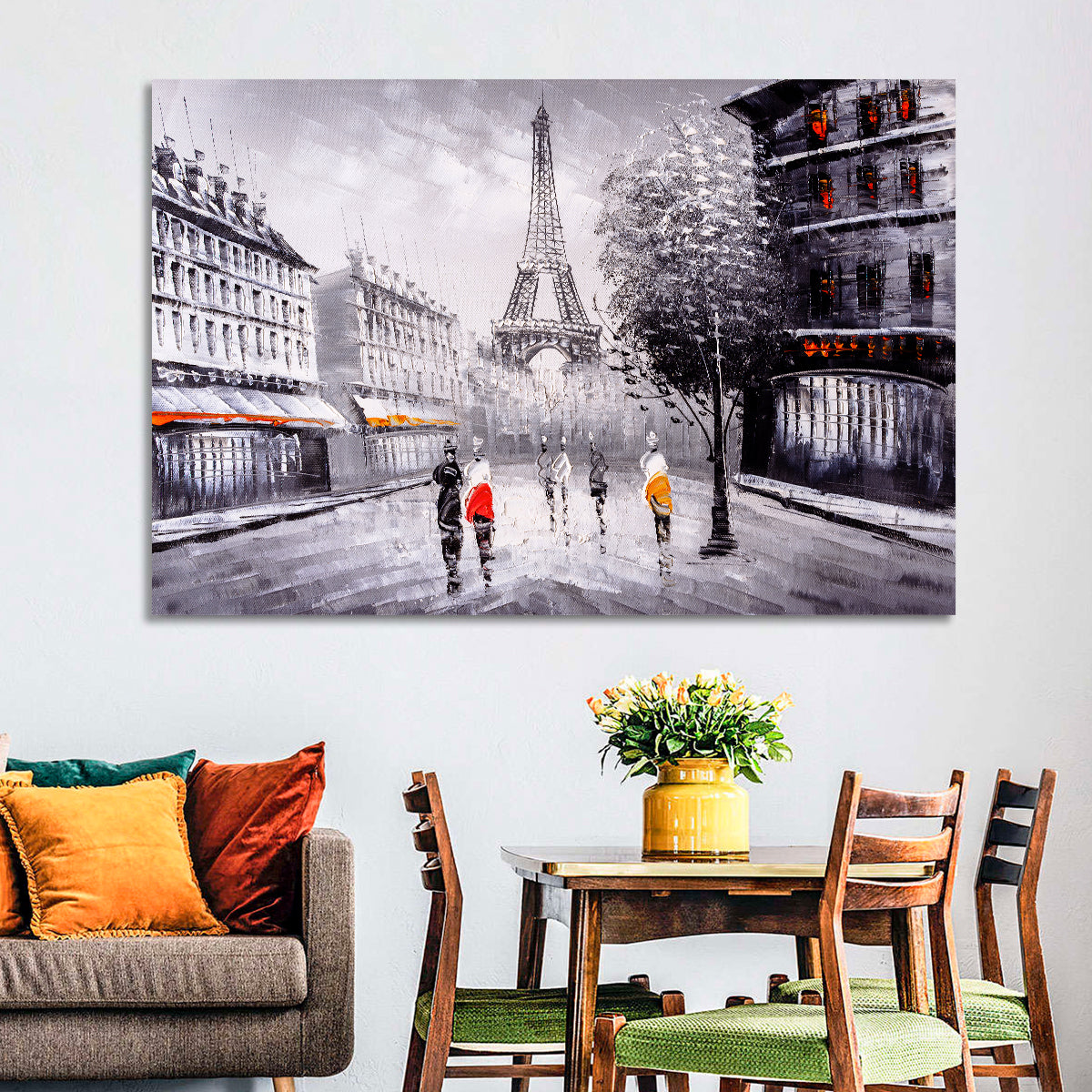 Paris Street with Eiffel Tower Wall Art