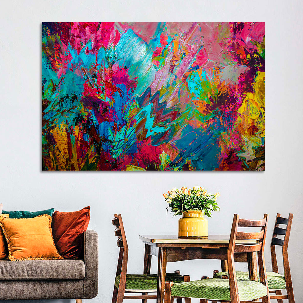 Vibrant Impasto Color Burst Abstract Wall Art