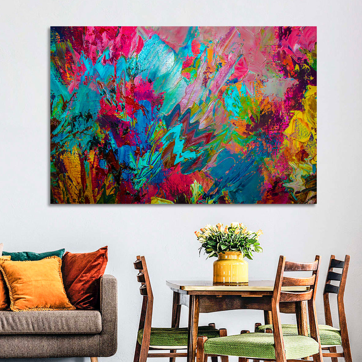 Vibrant Impasto Color Burst Abstract Wall Art