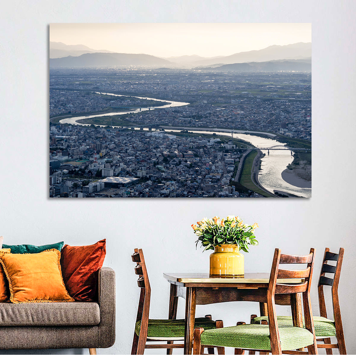 Gifu Aerial River View Wall Art