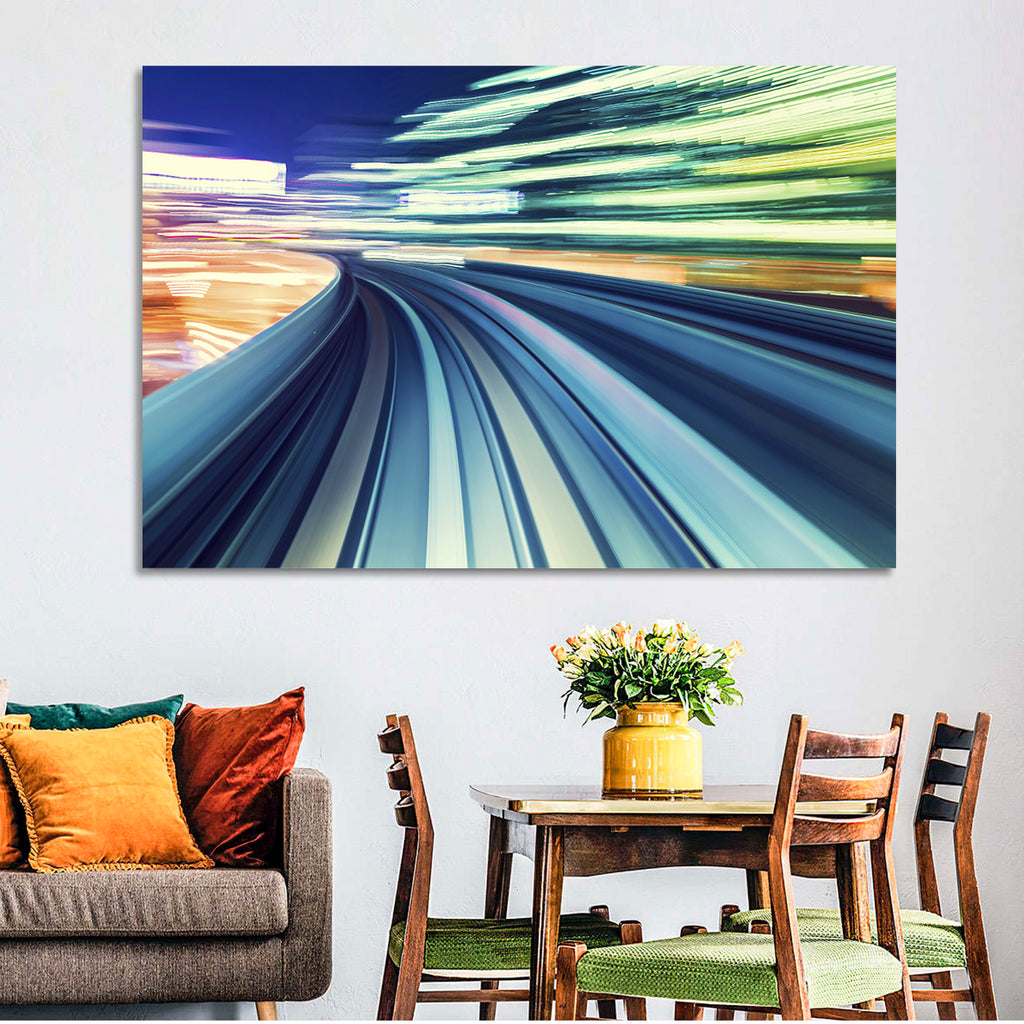 Curved Monorail Light Trails Wall Art