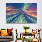 Monorail Night Light Trails Wall Art