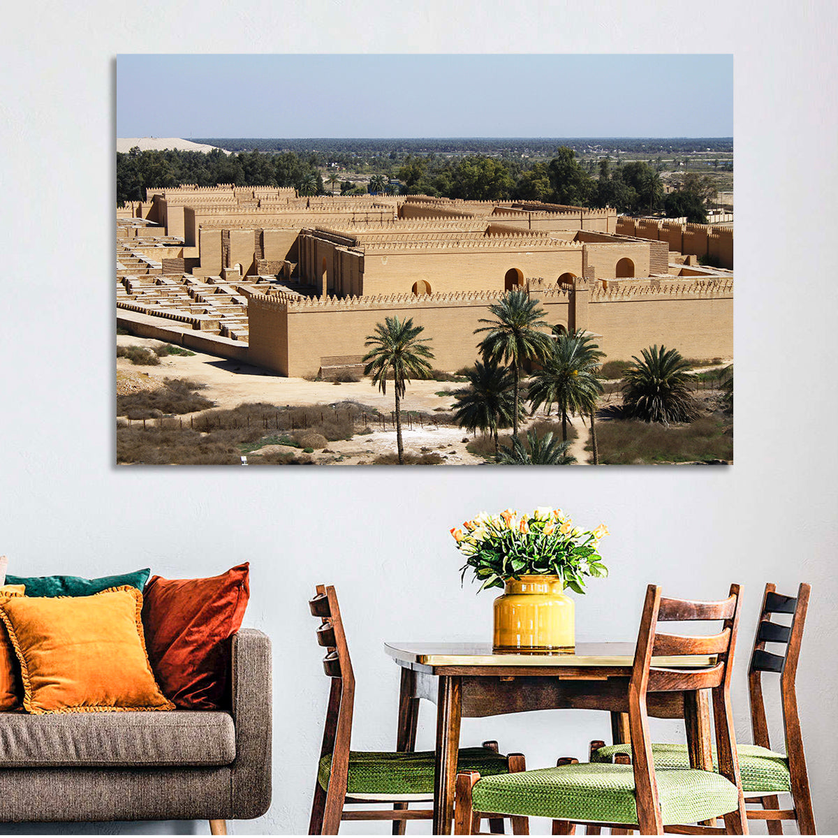 Babylon Palace Ruins Wall Art in a room, landscape