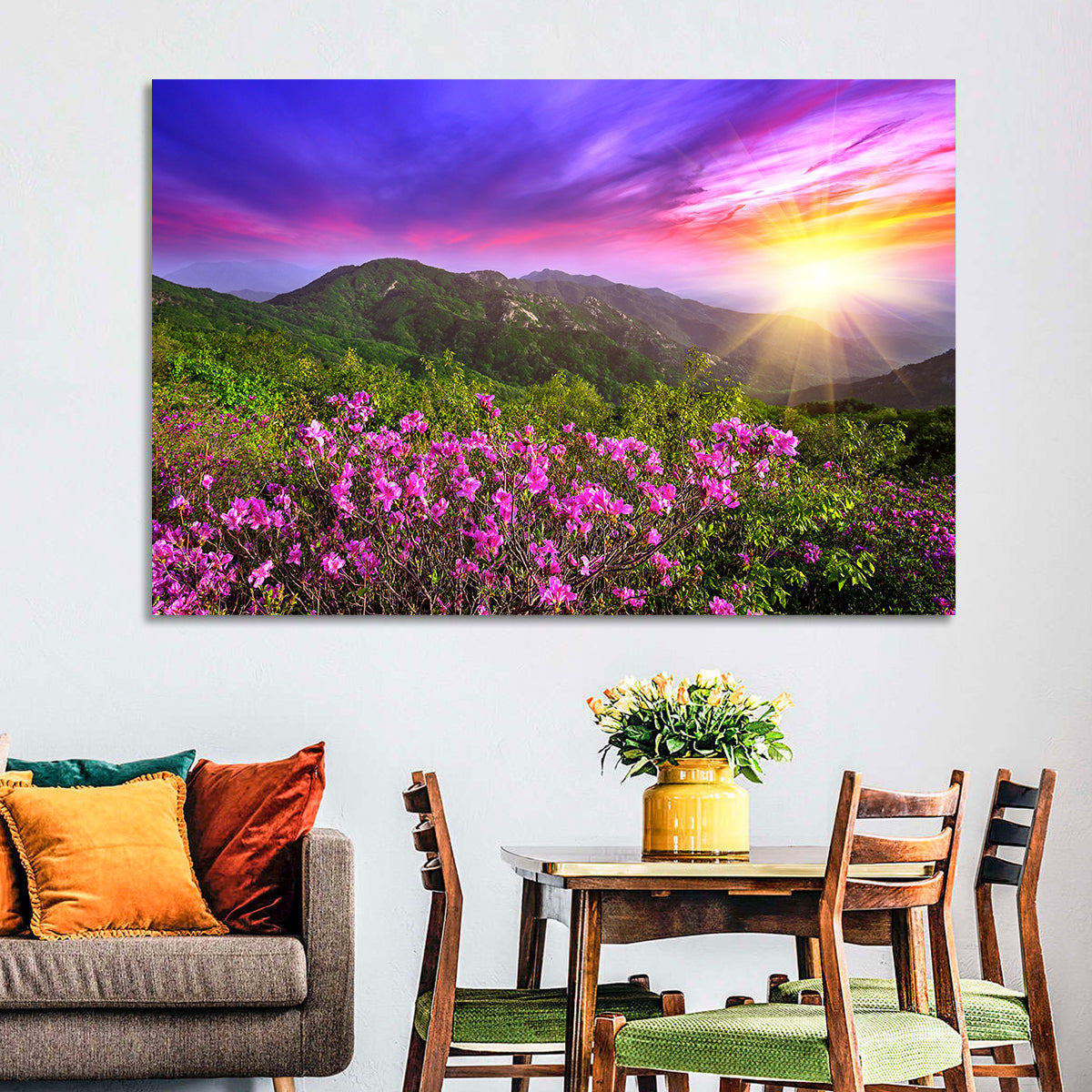 Hwangmaesan Mountain Sunset Wall Art in a room, landscape