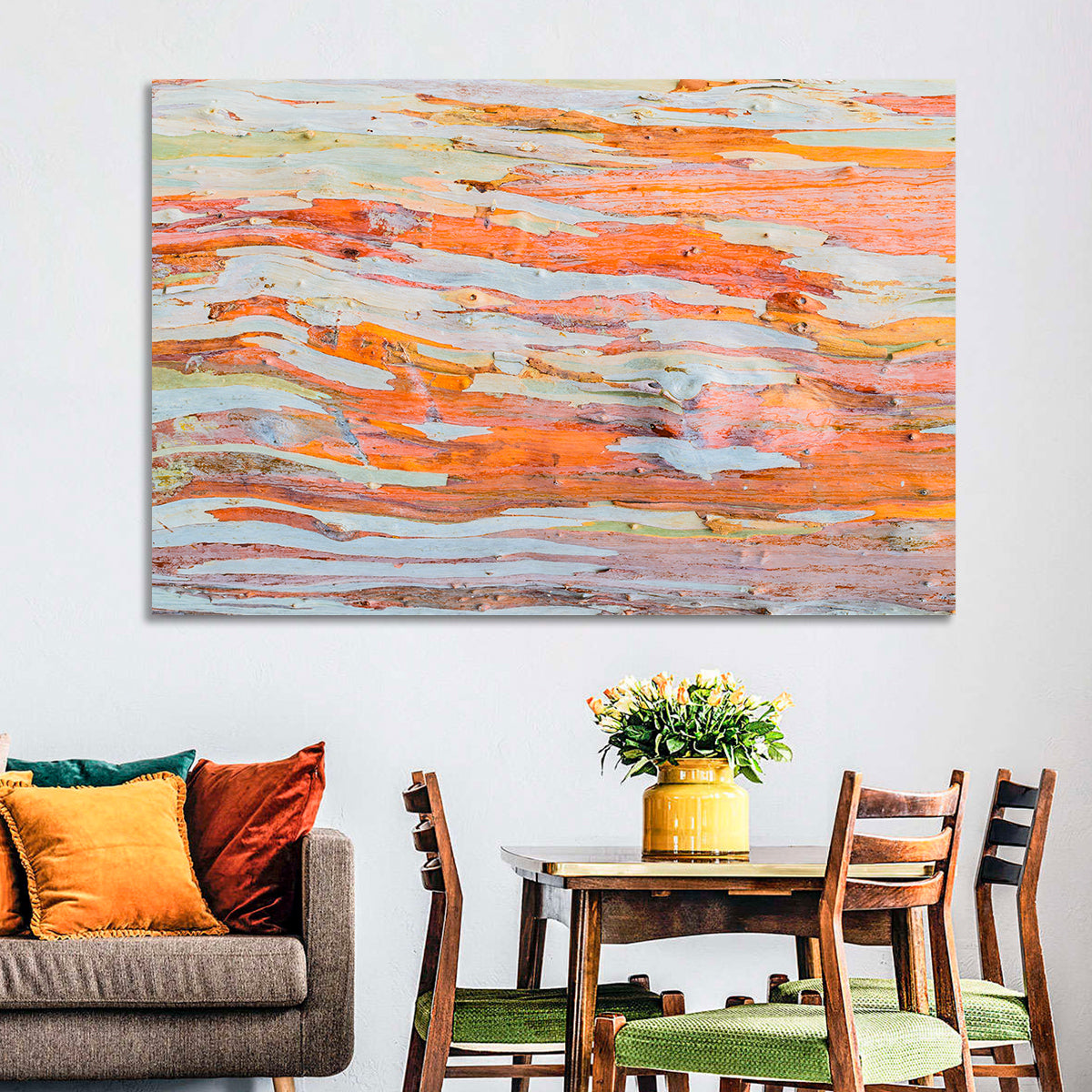 Abstract Eucalyptus Bark Layers Wall Art in a room, landscape