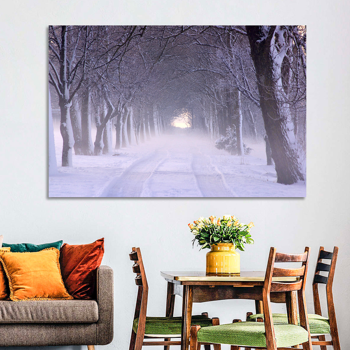 Kuressaare Park Snowy Path Wall Art in a room, landscape