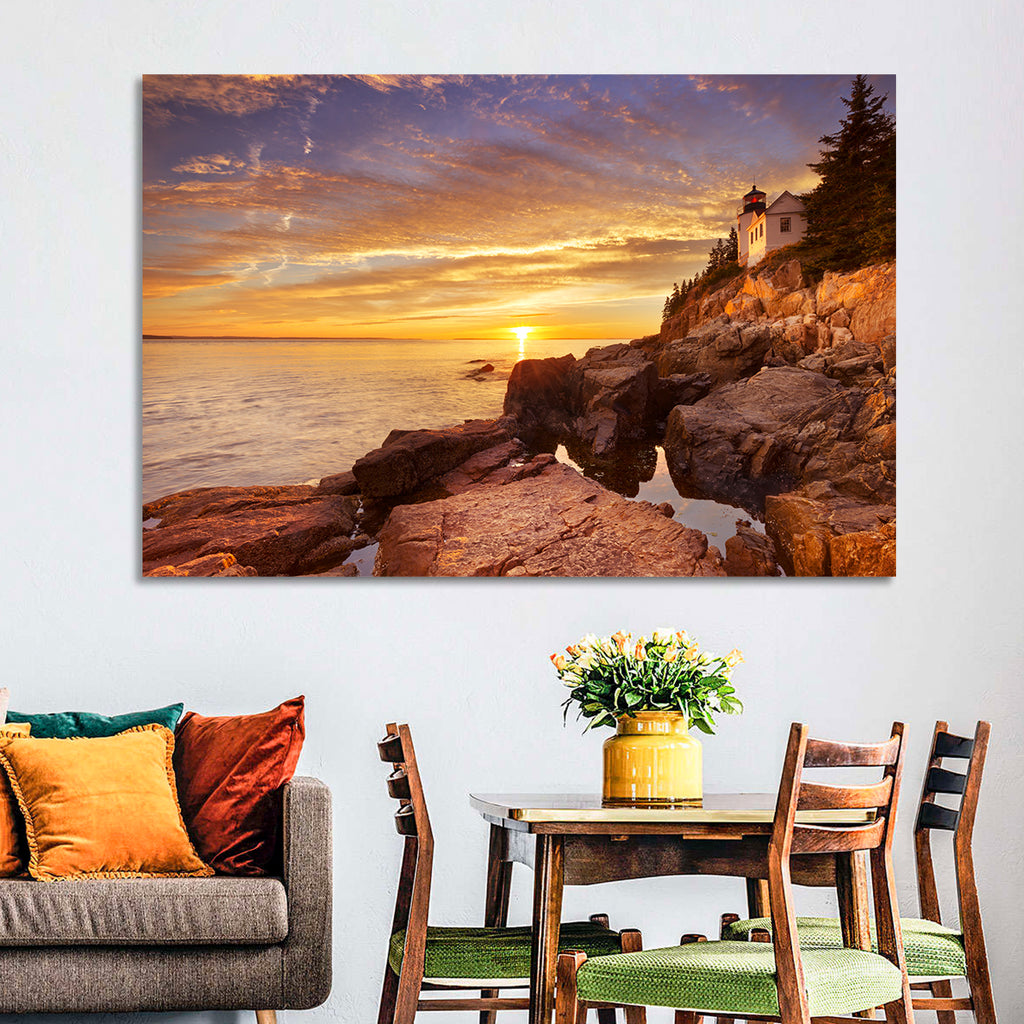 Bass Harbor Head Light at Sunset Wall Art