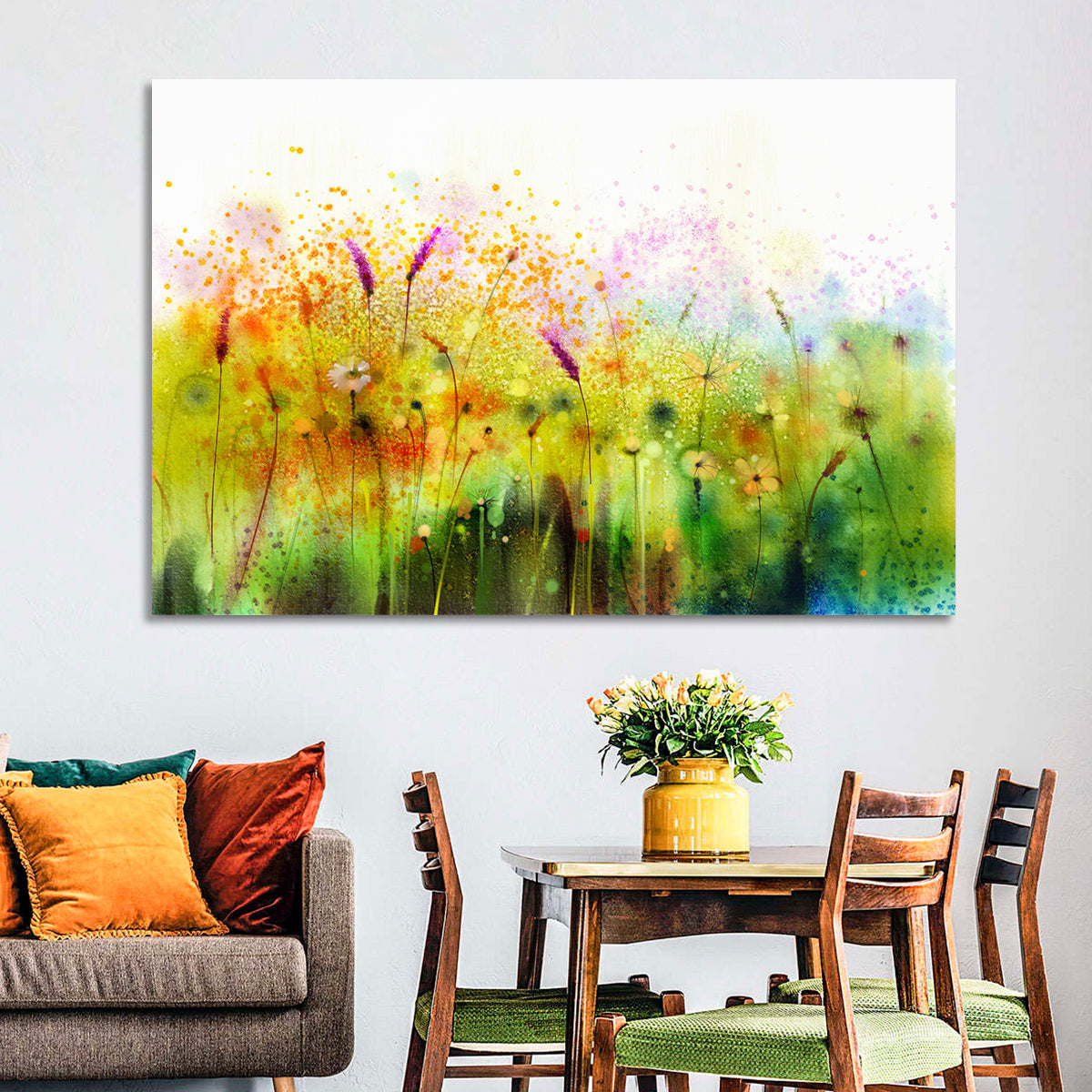 Cosmos Wildflowers Watercolor Wall Art