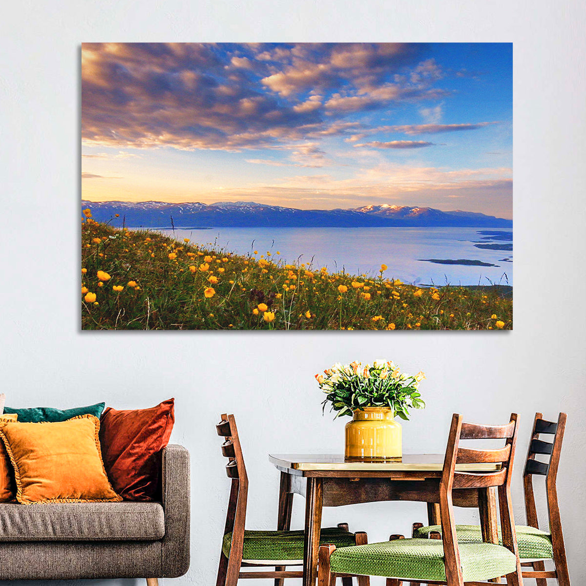 Abisko National Park Sunrise Wall Art in a room, landscape
