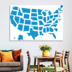 Blue Minimalist USA Map Wall Art