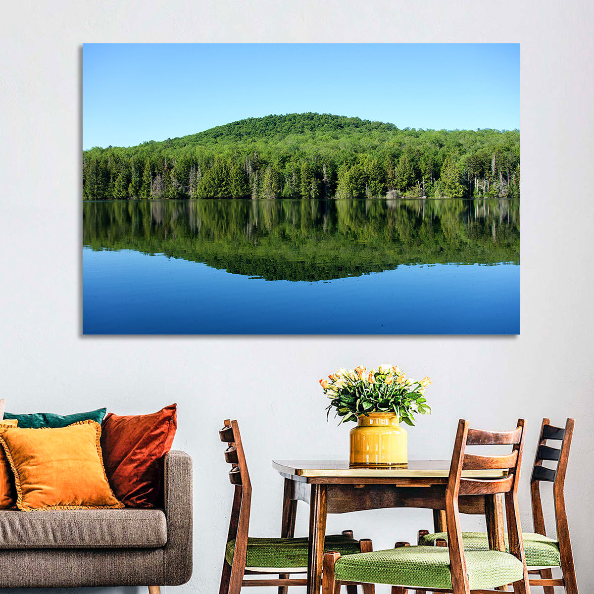 Vermont Mountain Lake Wall Art in a room, landscape