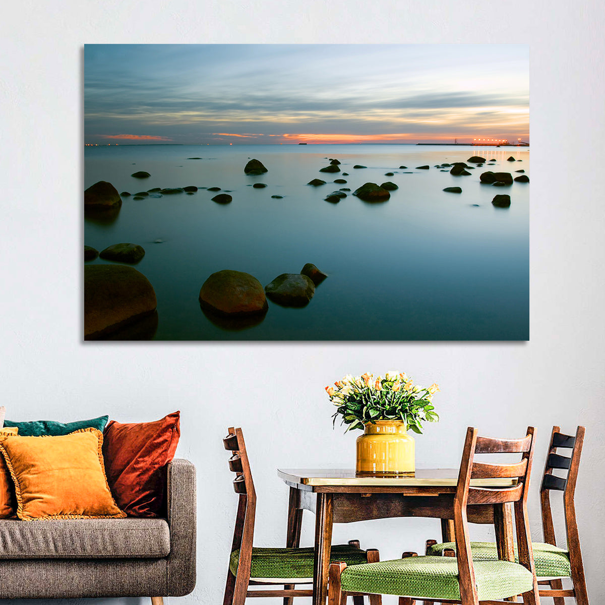 Baltic Sea at Twilight Wall Art in a room, landscape