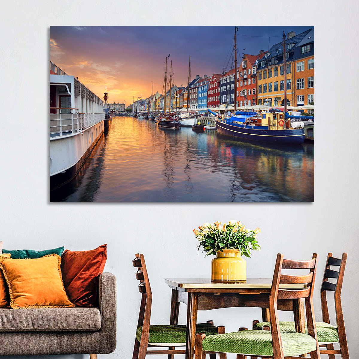 Nyhavn Canal at Sunset Wall Art
