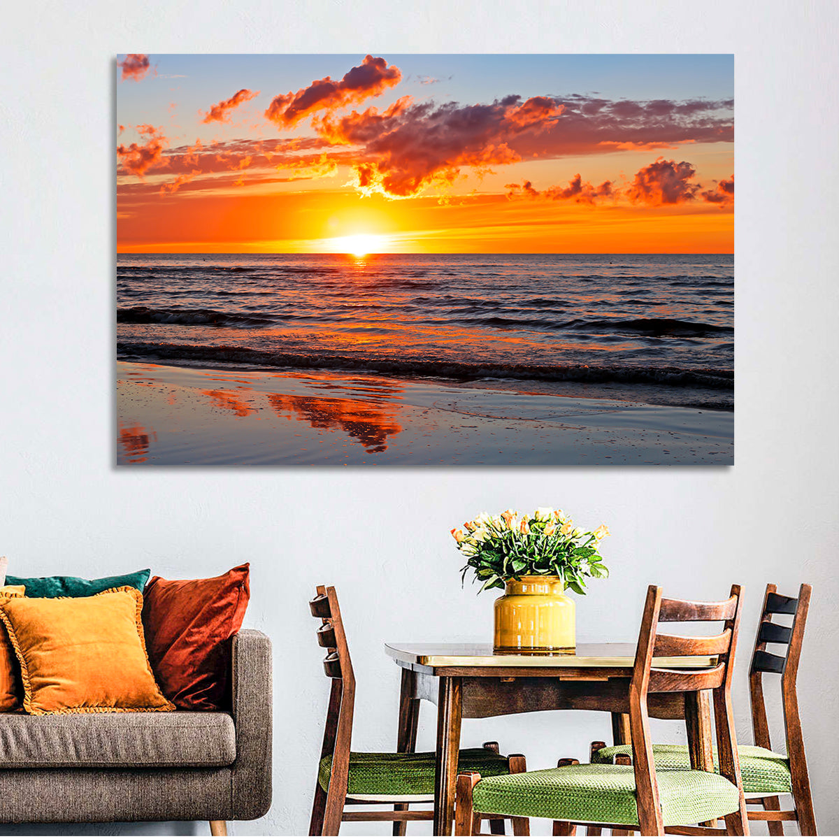 Sunset Over the Baltic Wall Art in a room, landscape