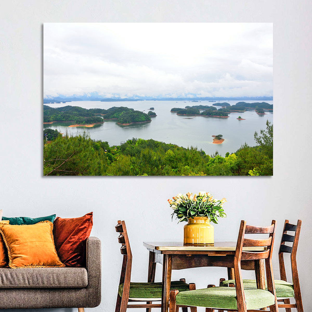 Qiandao Lake Islands View Wall Art in a room, landscape