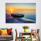 Rowboat Sunrise Seascape Wall Art