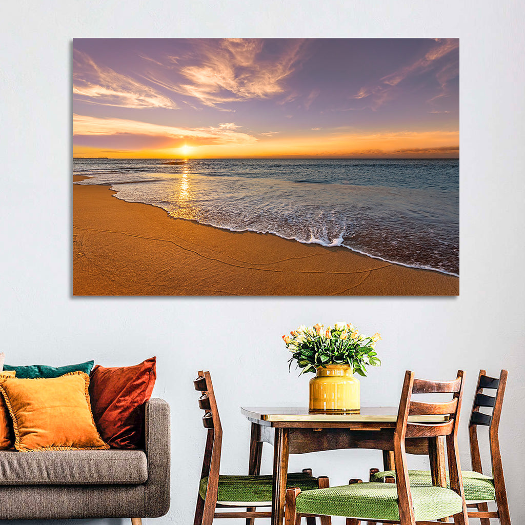 Sunrise Over Ocean Beach Wall Art