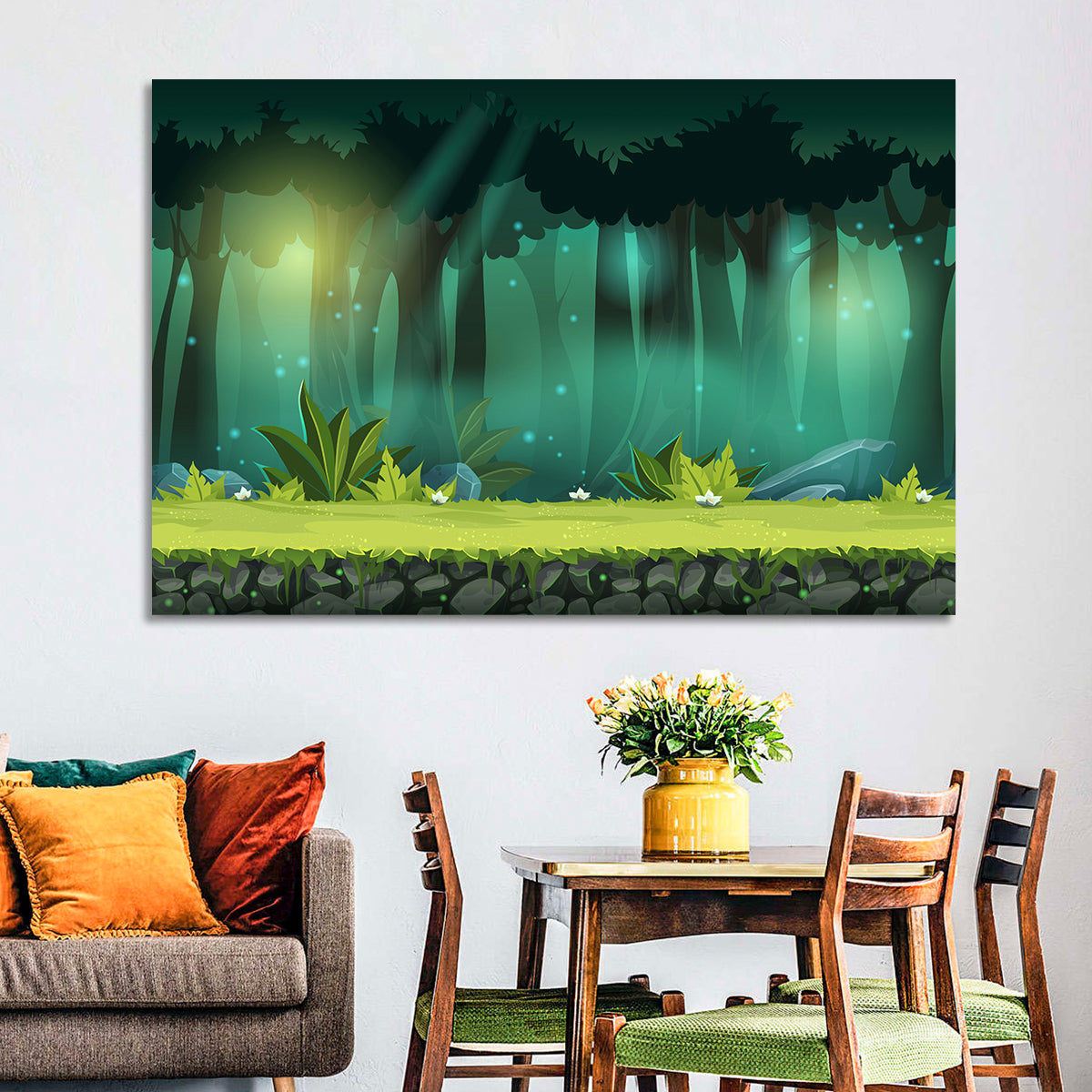 Enchanted Digital Forest Landscape Wall Art