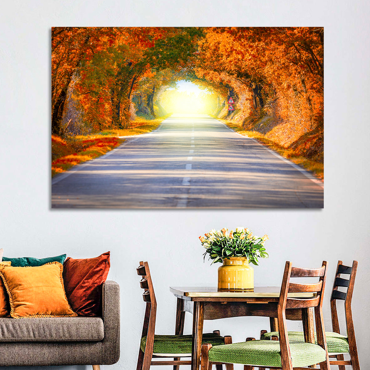 Golden Autumn Tree Tunnel Wall Art