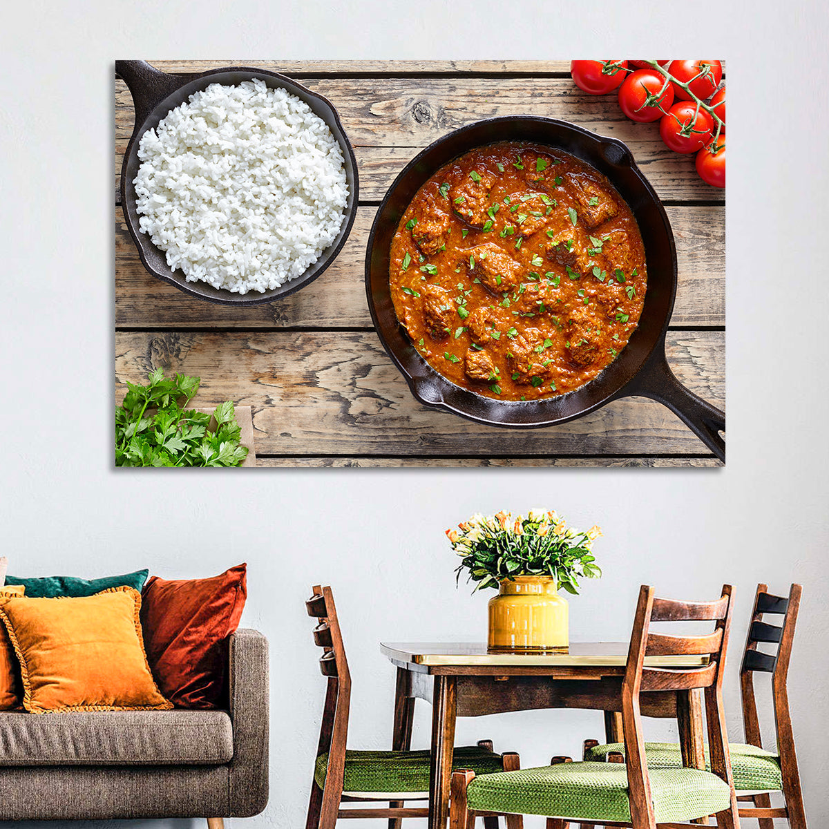 Rustic Beef Curry Wall Art in a room, landscape