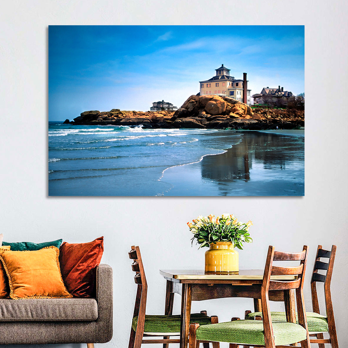 Cape Ann Beach Wall Art in a room, landscape