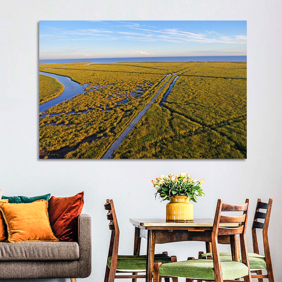 Delaware Bay Marshland Aerial Wall Art
