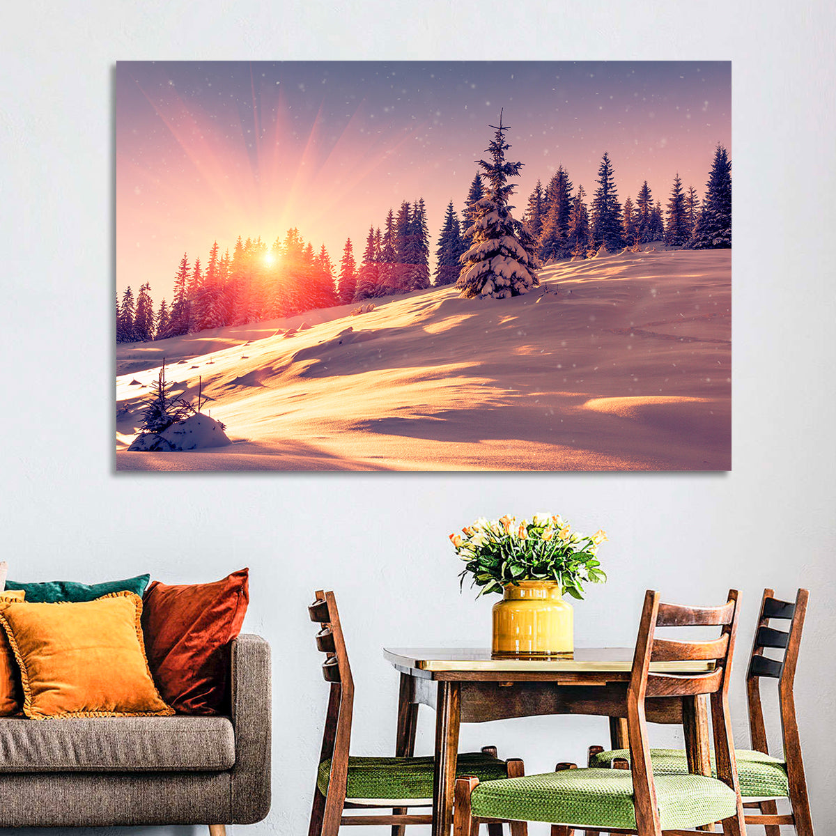 Winter Mountains Sunrise Wall Art