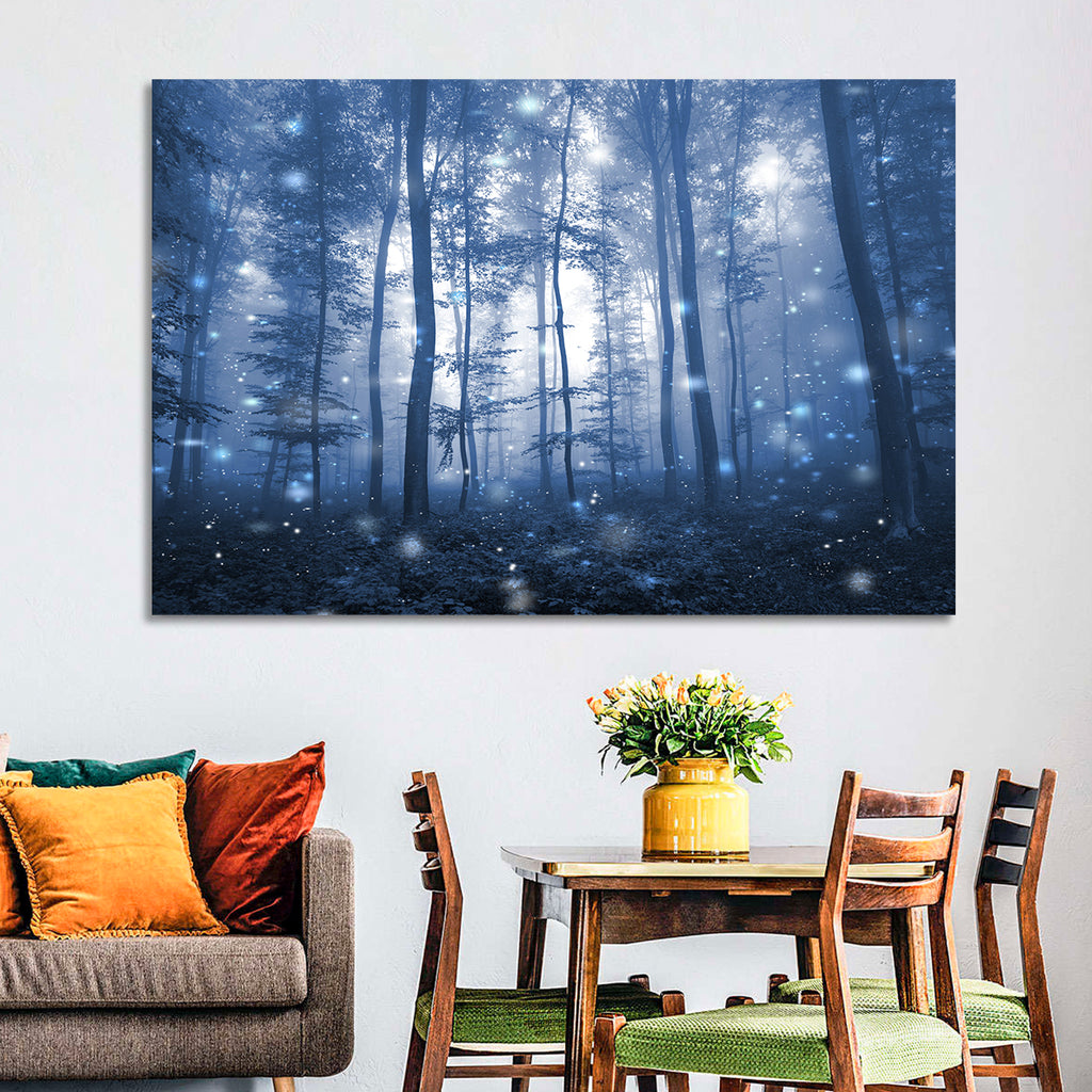Blue Mist Forest at Twilight Wall Art