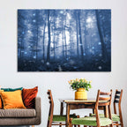 Blue Mist Forest at Twilight Wall Art