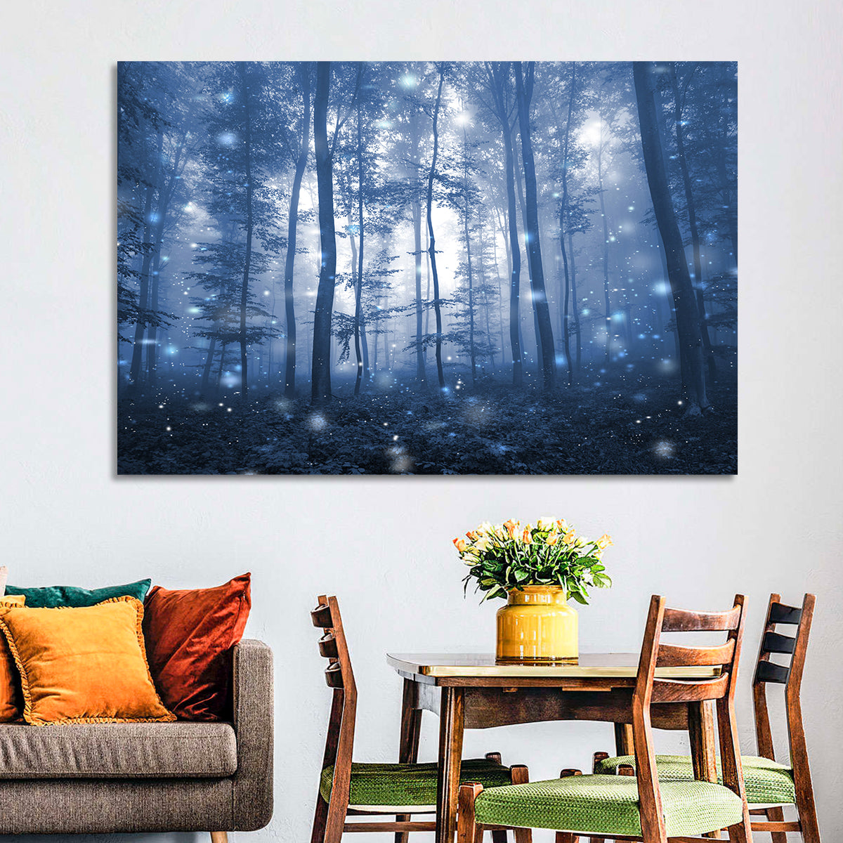 Blue Mist Forest at Twilight Wall Art