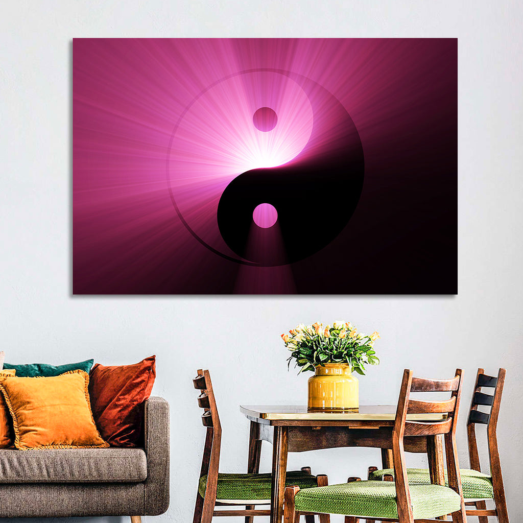 Magenta Yin Yang Symbol Wall Art