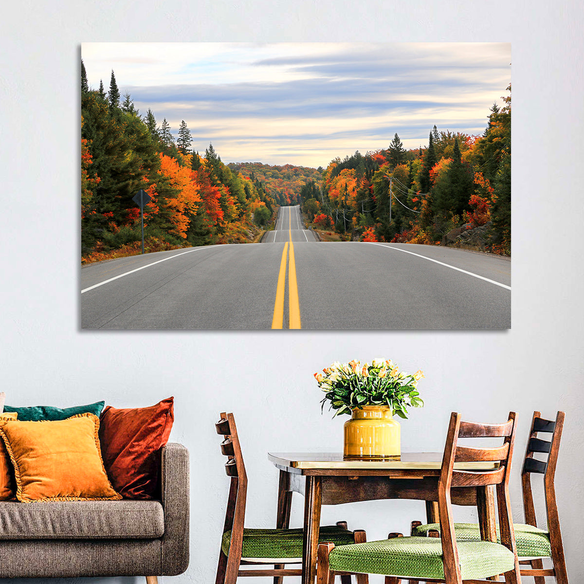 Algonquin Park Road Wall Art in a room, landscape