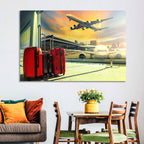 Suitcases at the Airport Window Wall Art