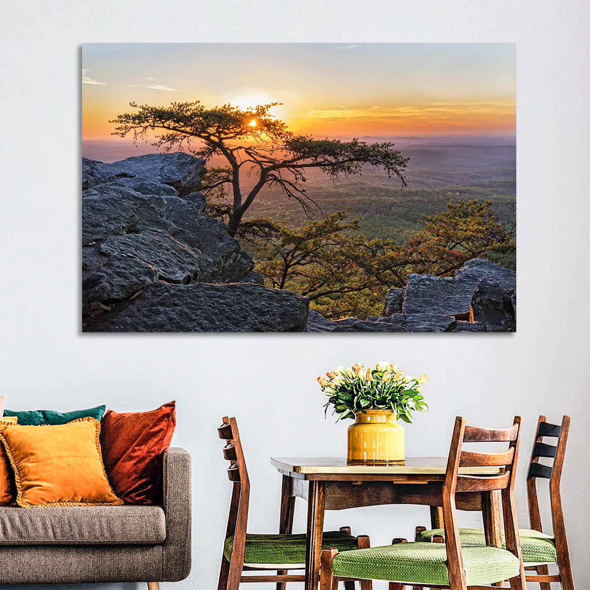 Cheaha State Park Sunset Over Pulpit Rock Wall Art in a room, landscape