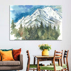 Snowy Mountain Watercolor Wall Art