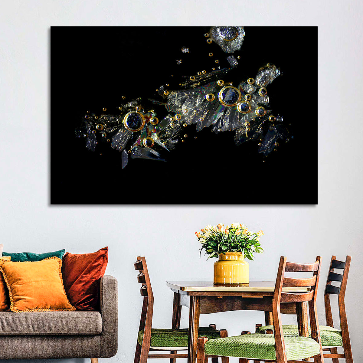 Microscopic Vitamin C Crystals Wall Art in a room, landscape