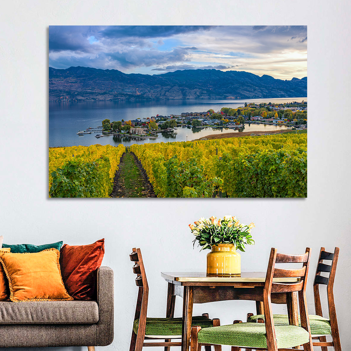 Okanagan Lake Vineyard, Kelowna Wall Art in a room, landscape