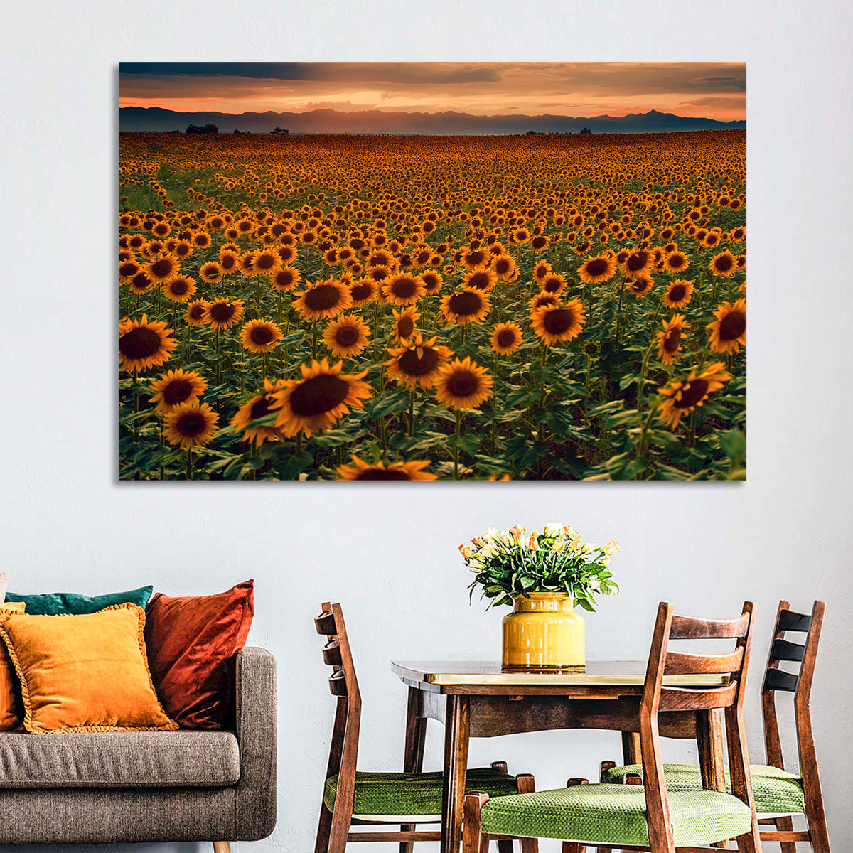 Colorado Sunflower Field at Sunset Wall Art
