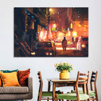 Old Street Lights at Night Wall Art