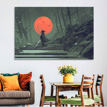 Samurai & Moon Wall Art